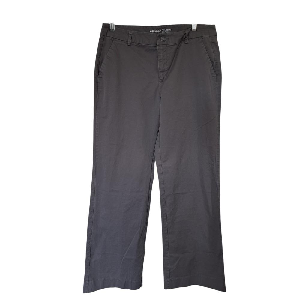 Khakis by Gap Perfect Khaki Kaki Parfait Women Gray Wide‎ Leg Pants Size 8